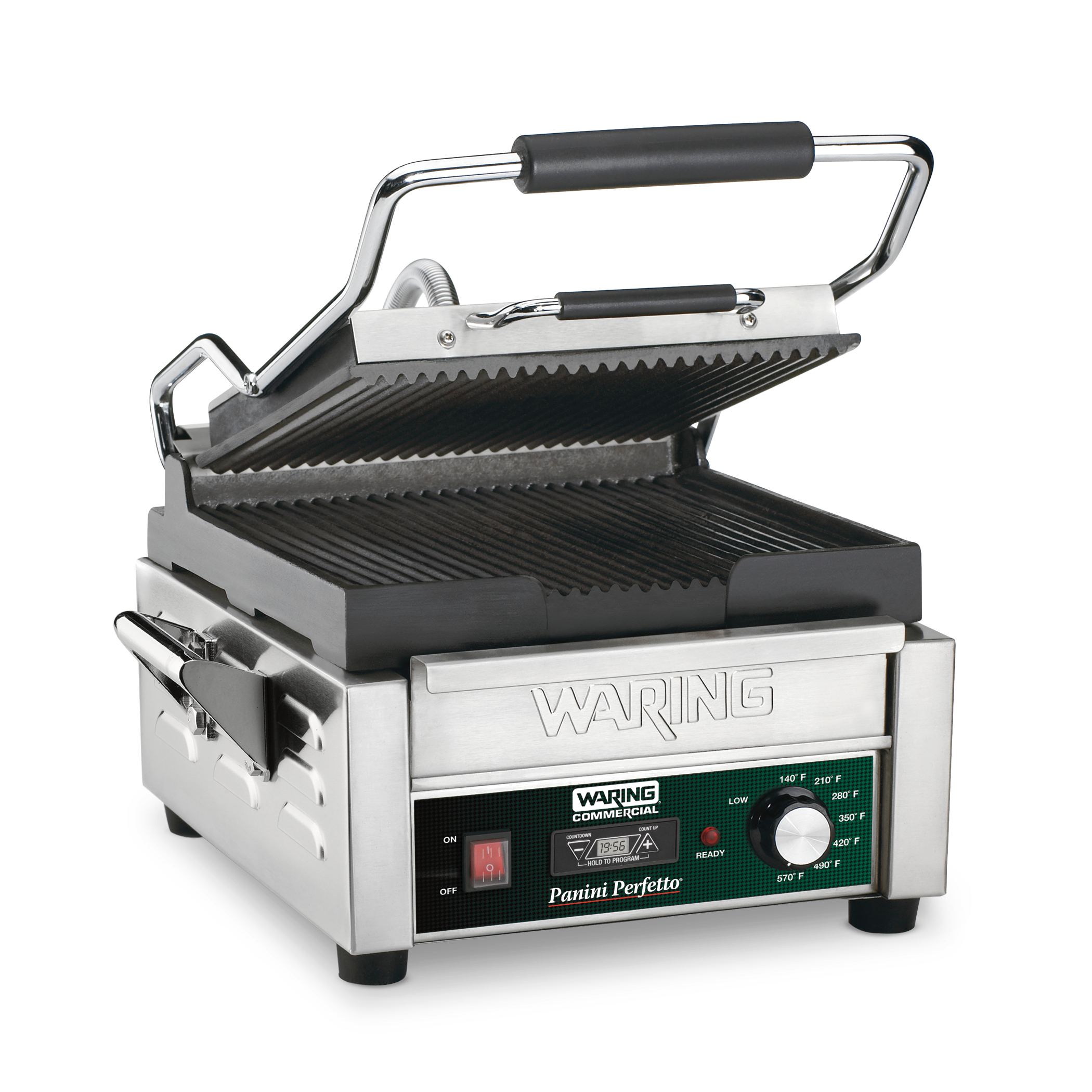 Ribbed Panini Grill with Timer, 9.75" x 9.25"